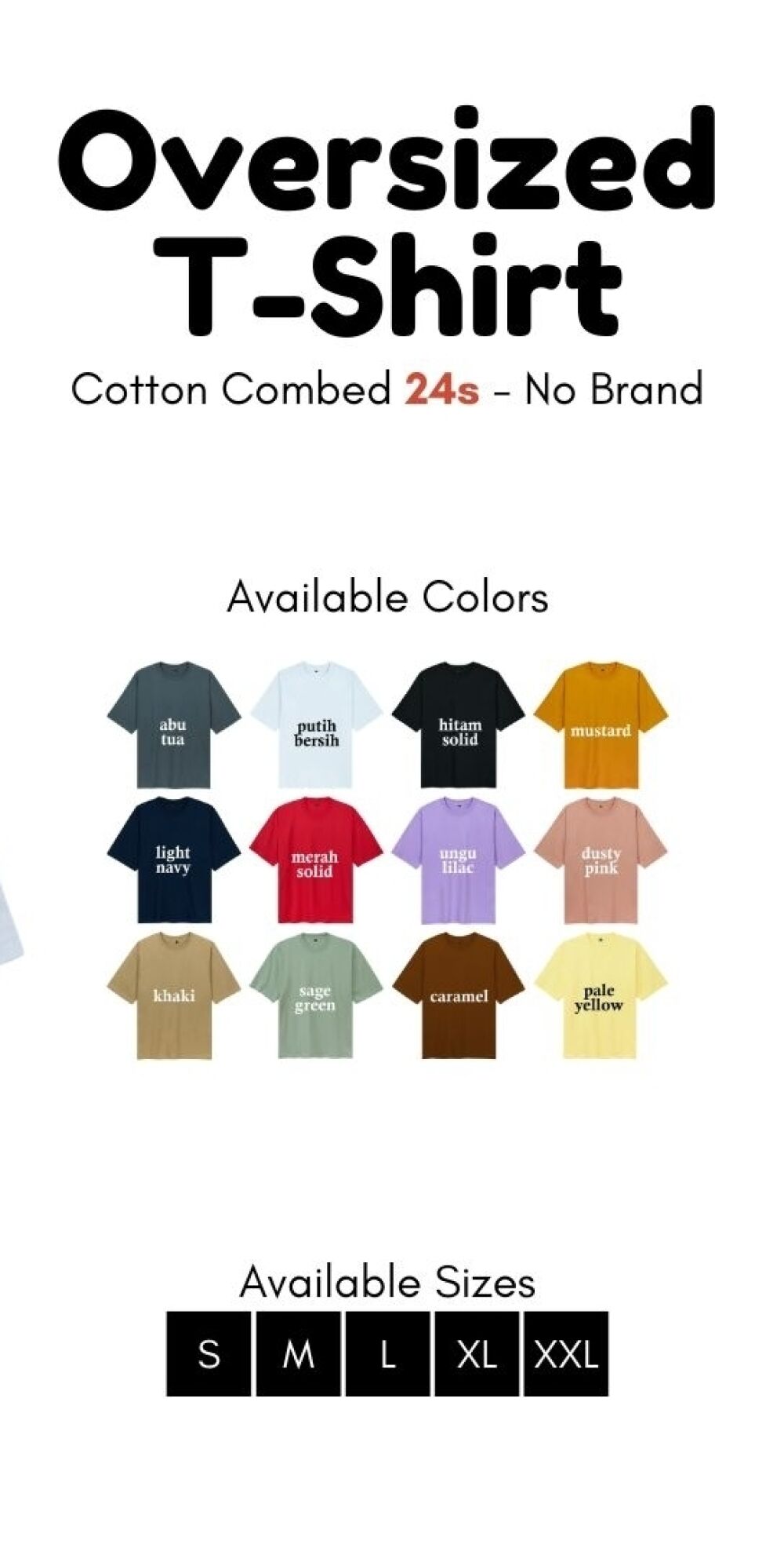 Kaos Cotton 24s Oversize Size XXL