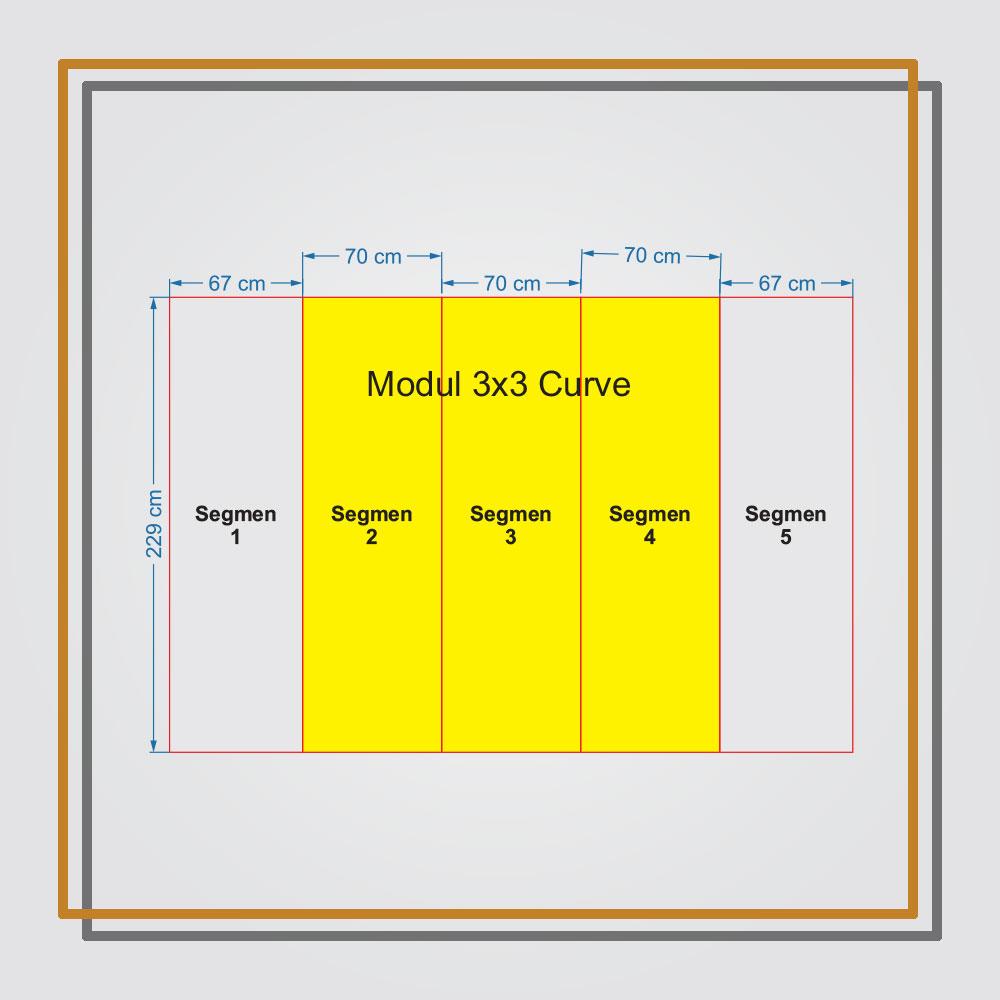 Backwall Portable 3x3 Curve Laminasi Matte
